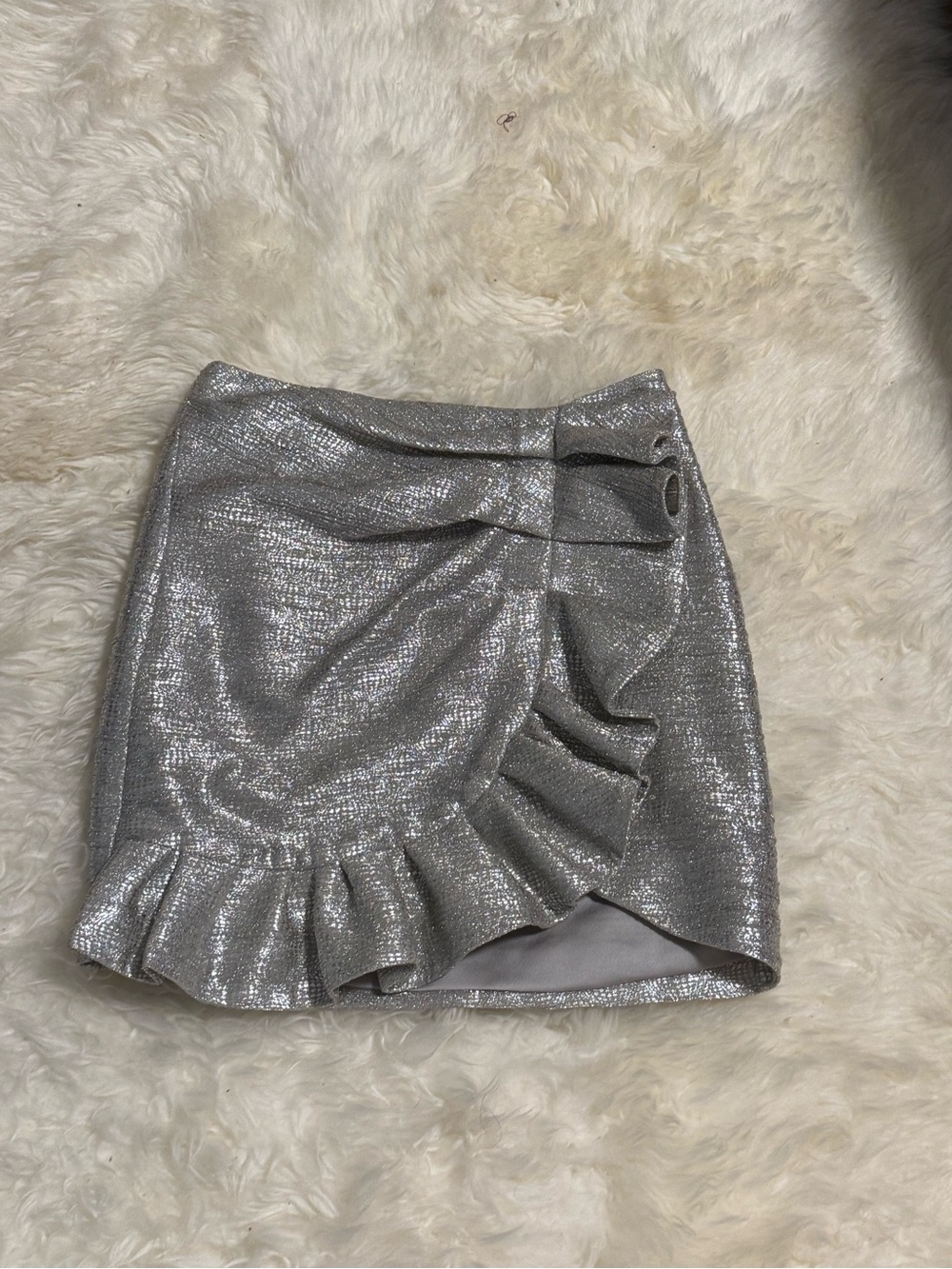 Jonathan Simkhai Silver Textured Mini Skirt